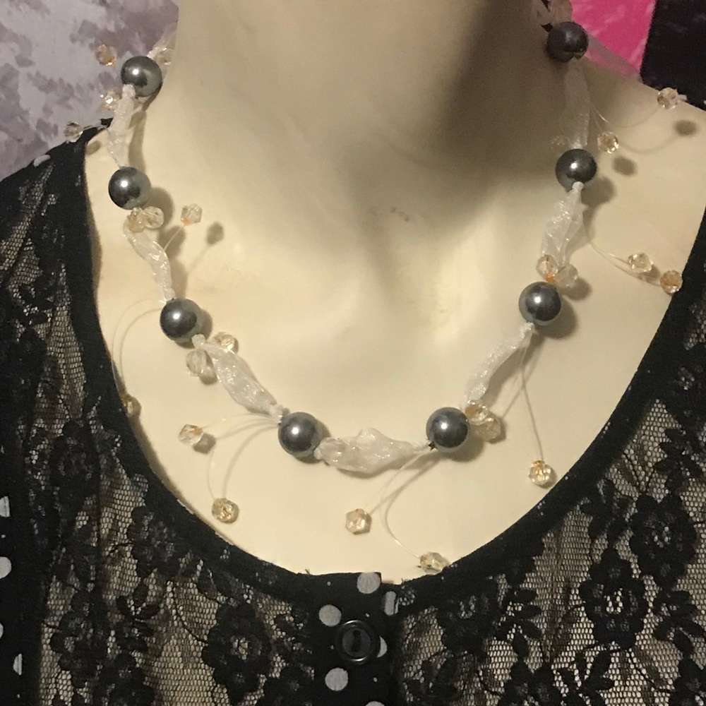 Stunning Silky Sheen Ribbon & Beaded Necklace